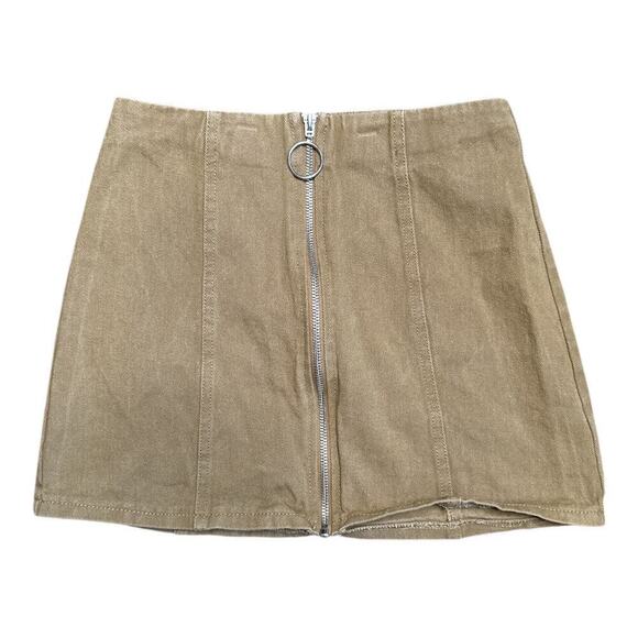 Chloe & Katie Khaki Zipper Front Mini Skirt Women's Size S - Picture 1 of 5